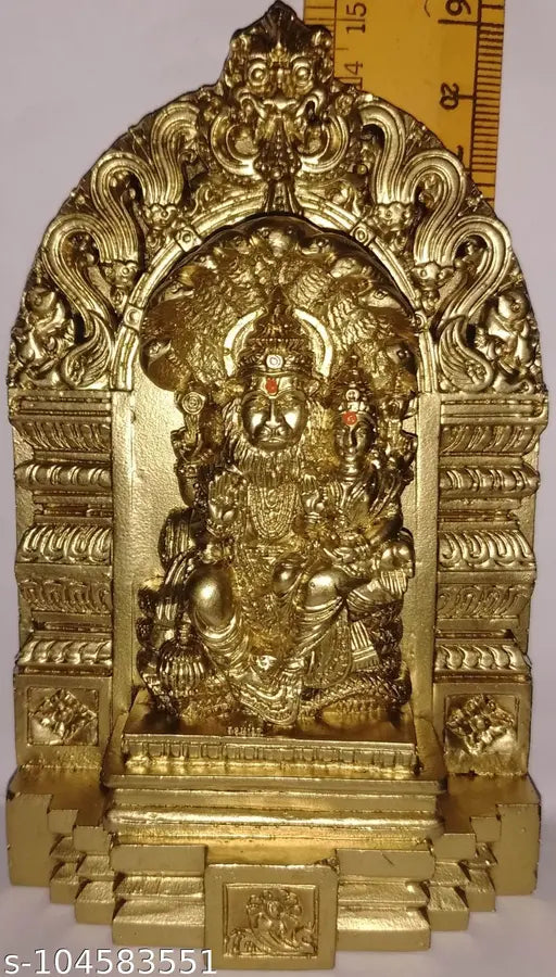Lord Narasimha idol, polymer material, with gold and white accents, height 15 cm