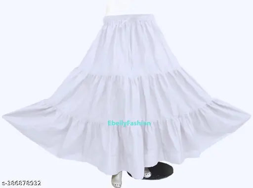 Rayon solid-colored women's skirt, trendy latest style from India (size 24, waist 32in, length 40in, hip 44in)