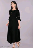 Black rayon long sleeve kurti - classic ethnic style for traditional events, suitable for various occasions