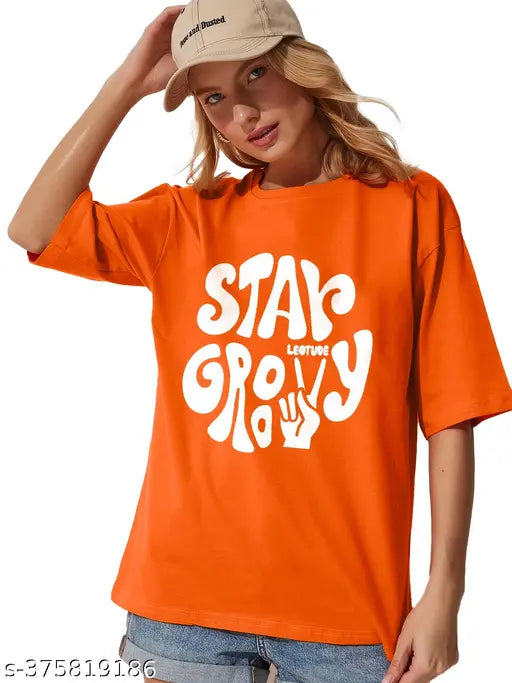 TROND Women's Round Neck Oversized Loose Fit Baggy T-Shirt Korean Style For Women | Plus Size Also Available
