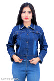 XXL denim winter jacket, solid color, women's big size, India-made
