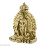 Golden Synthetic Resin Murugan Idol with Vel Peacock, 10cm tall, Indian origin
