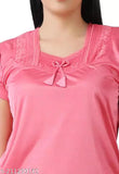 Coral pink satin pyjama set for women's sleepwear, sensual and comfortable nightdress from Senslife
