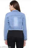 Denim, solid pattern, long-sleeved women's jacket by Ghub Fancy, India