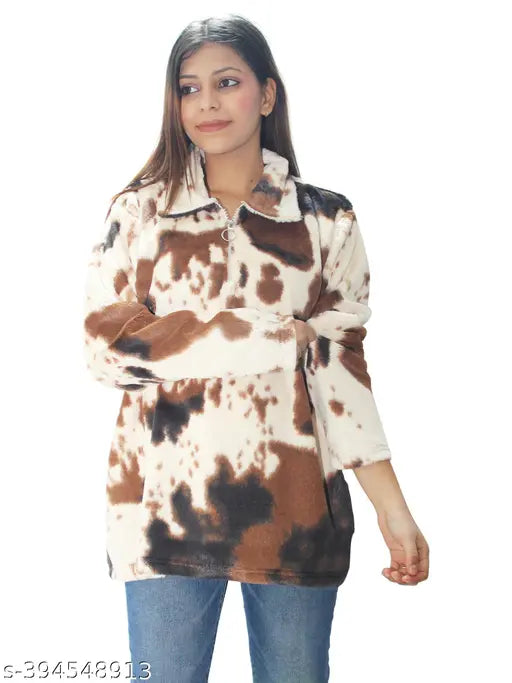 Women's oversized tie-dye wool sweatshirt, solid pattern, long sleeves