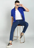 Dark blue men's flat finish jeans