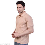 Matty fabric half sleeve polo and cotton blend round neck T-shirt combo in peach and multi-color, featuring collars, pockets, and regular fit for men - sizes M to 4XL, made in India