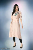 Pink rayon cotton slub anarkali aline kurta women's dress