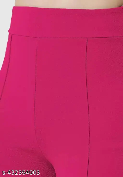 High rise bell bottom pants - Trendy style, good quality material - For girls & women - Combo set of 4