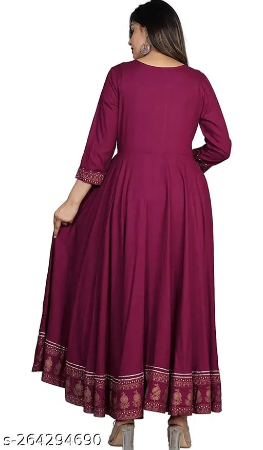 Maroon long anarkali kurta, ethnic women's formal wear