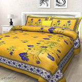 Attractive cotton double bedsheet combo, pack of 2, 140 thread count, Queen size (100x90), made in India