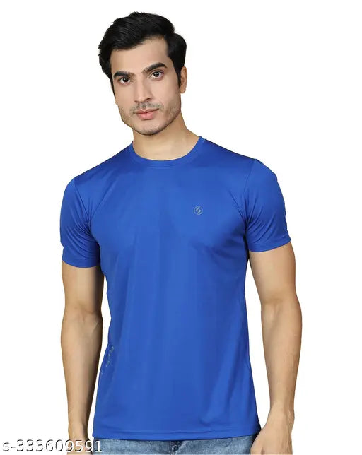 Multicolor active Lycra t-shirts for men, pack of 3 with short sleeves on display