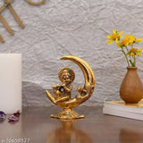 Gold-plated antique Krishna idol statue, 10cm L x 15cm H x 6.5cm W, Indian craftsmanship for home decor or gifts