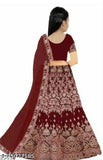 Pink satin KidsLehenge Choli with net dupatta, semi-stitched, embroidered pattern, for 6-7 years old