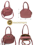 Purple PU sling bag for women. Large purse with shoulder strap, multiple pockets and compartments