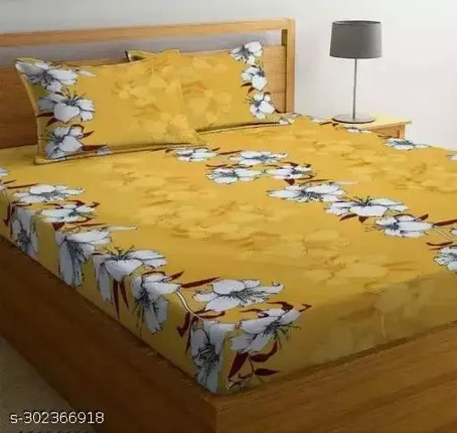 Indian-made Legacy Premium cotton blend elastic king size fitted bedsheets with 2 pillow covers, 210 TC supersoft (72x78 +9 inches), ideal for modern or classical home decor