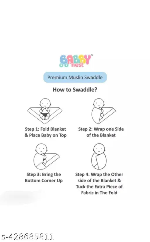 Cotton baby muslin swaddler-pack 2 (self-design), ideal for AC rooms, 100x100 inch size, made in India