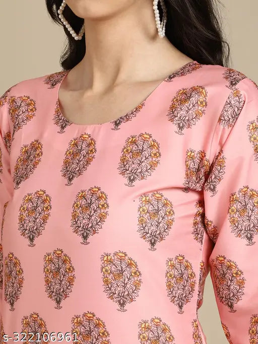Pink floral pattern kameez, chiffon material, long sleeves