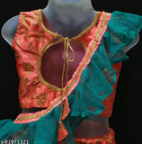 Art Silk Kids Girls Special Lehenga Choli with long sleeves and Aari Work detail, best quality Indian brand