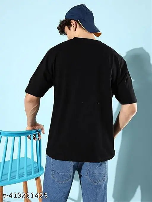 Oversized cotton-blend graphic Kakashi anime T-shirt for men, three-quarter sleeves