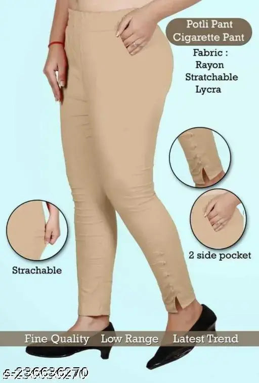 Cotton Lycra solid-colored Cigar Potli pant for women and girls, featuring an elasticated waistband - versatile casual to party wear