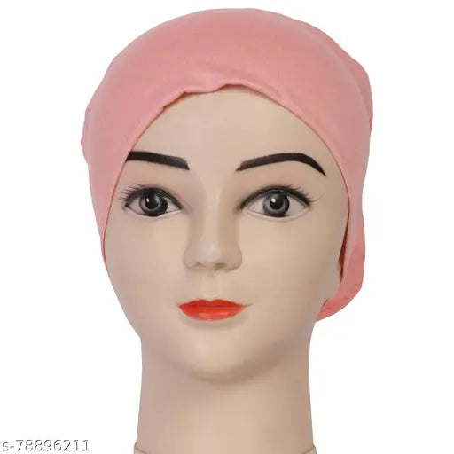 Pink and white knitted hijab headpiece
