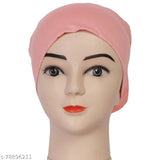 Pink and white knitted hijab headpiece