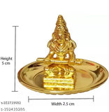 Handcrafted pure brass Maa Annapurna Devi statue with Mata Plate & Kashi Vishvanath Coin, Indian devotional artwork for home altars