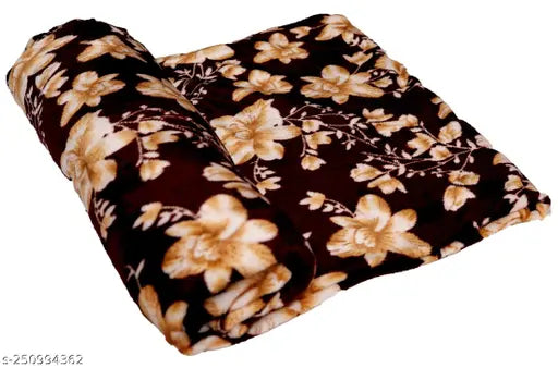 Lightweight microfiber coffeeflower double AC blanket - eGizmo's 100% hypoallergenic floral print for a cozy, snug seasonal comfort