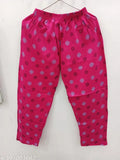 Pink cotton long pajamas with elastic waist