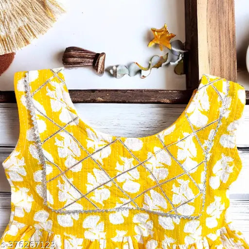 Cotton Cambric Haldi ethnic wear for kids aged 1-10 years, vibrant printed straight sharara style