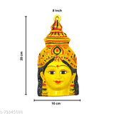Metal Yellow Ammavari Face idol, 8" tall, ideal for Varalakshmi Vratham pooja, originates from India