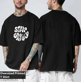 Black cotton graphic printed oversized t-shirt for men by Hiden Brooks. Perfect for casual wear, anime style, or sports activities." (108 characters)