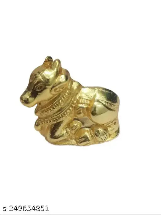 Metal Nandi, 5x4 cm, 75gm - Indian God Idol for Shiva worship, close-up view