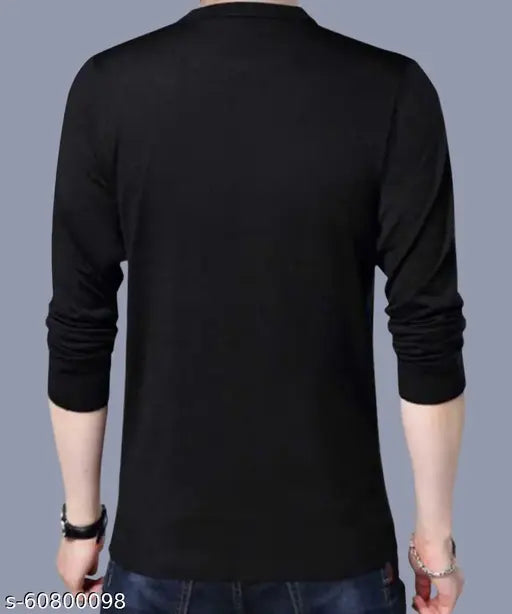 Fastcolor Men's Abstract Round Black Tshirts