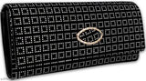 Black and gold sequin clutch purse, with multiple card slots