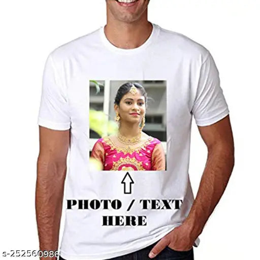 Cool Art White Polycotton Half-Sleeve Men's T-Shirt with "Our 1 Photo" print, perfect for gifting on special occasions