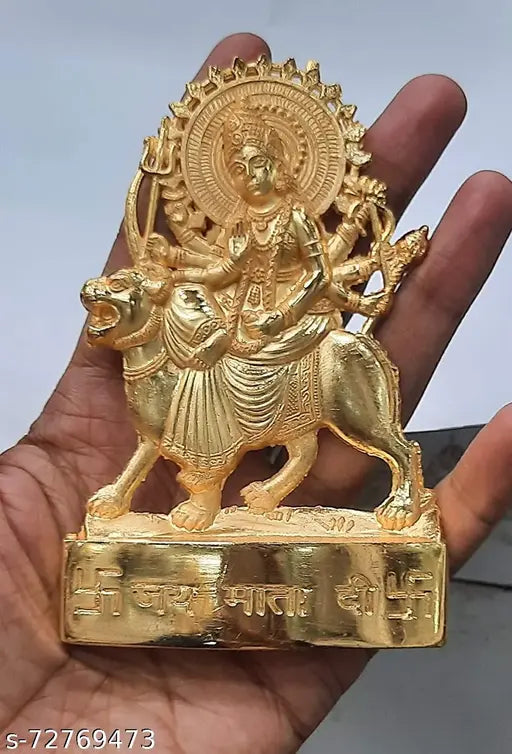Gold-plated brass Sai Collection Durga idol (5 inch), decorative temple and home décor for Navratri pooja gifting