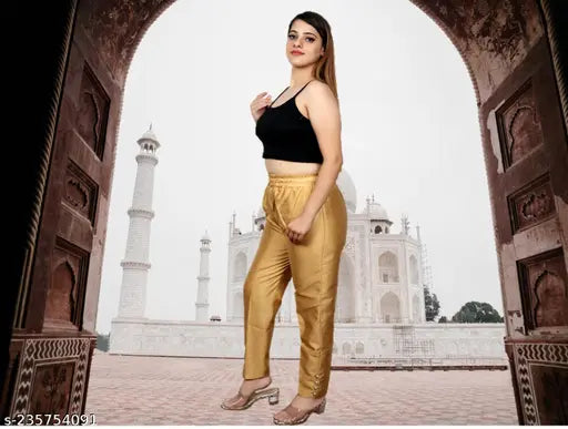 Cotton silk blend pants with premium cotton lining, self-design pattern, available in sizes 28-42 (waist 28-42, hip 27, length 37 inches) by A.H.N.Enterprises
