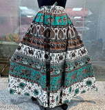 Printed cotton chanderi skirt, traditional indian design, floor length, embroidery details