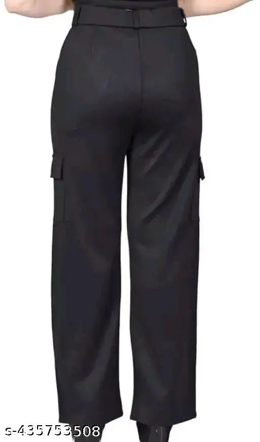 Stylish cargo pants with pockets and zip closure, girls' fashion clothing