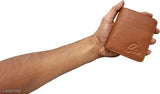 Tan faux leather men's wallet, Classic World Handy Styles - 2 compartments, coin pocket, card slots, and currency compartments