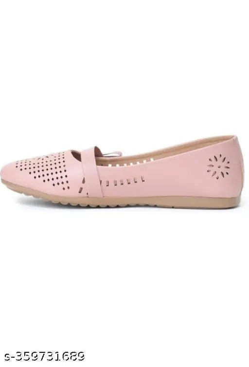 Peach synthetic ballerinas - women's slip-on shoes in sizes IND-4, 5, 6, 7, 8 (India origin)