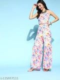 Multi-color Georgette flared top & sharara set with shrug, India-origin, stylish women's fashion