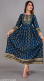 Gold-printed Rayon long sleeve women's ethnic kurti, Indian fashion for trendy wardrobe