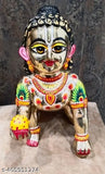 Brass-painted Laddu Gopal Size 5, handcrafted Indian Krishna idol, 1.5 cm each dimension