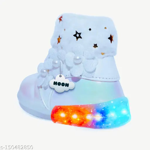 Floral printed leather shoes for kids, TPR material, zip net detail - HooH_Baby shoes, versatile for special occasions and parties, India origin