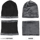 Grey woolen beanie with fur lining & scarf, warm winter combo for all adults