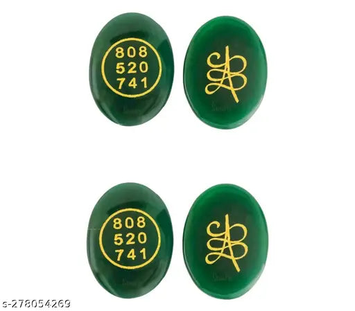Lab-certified green Swara Agate & Jade crystal stone money switch words, Feng Shui showpieces for prosperity and attracting wealth (2 pair)