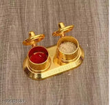 Gold metal Kumkum holder, traditional Indian God Idol for pooja and gifting